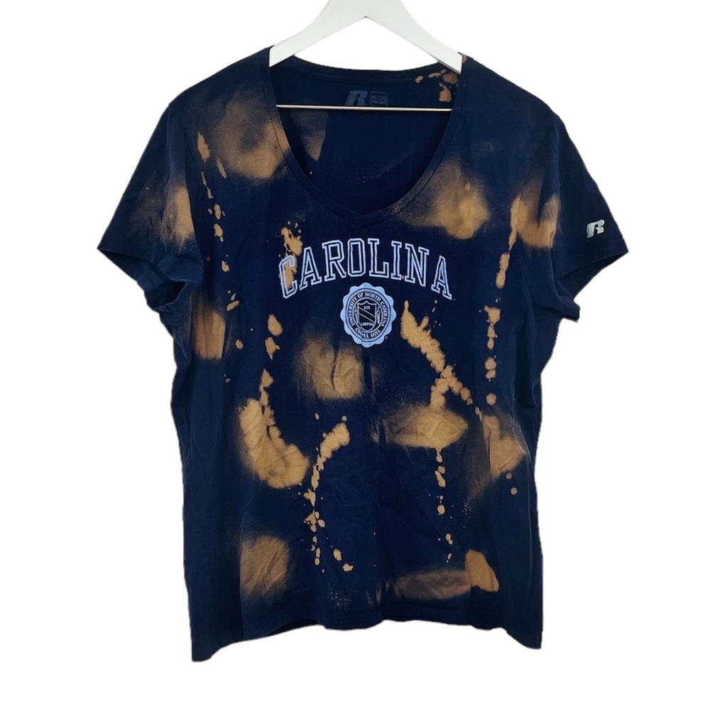 North Carolina Tarheels Bleach Dyed Short Sleeve Shirt Size 2XL